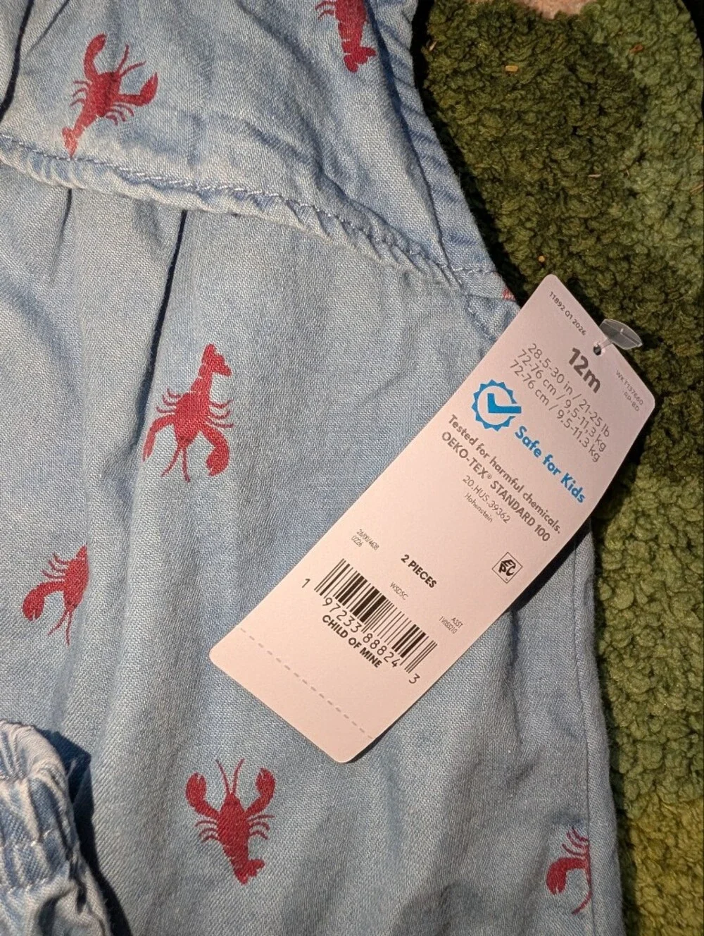 Carter's Light Blue Dress Set with Red Lobster Print